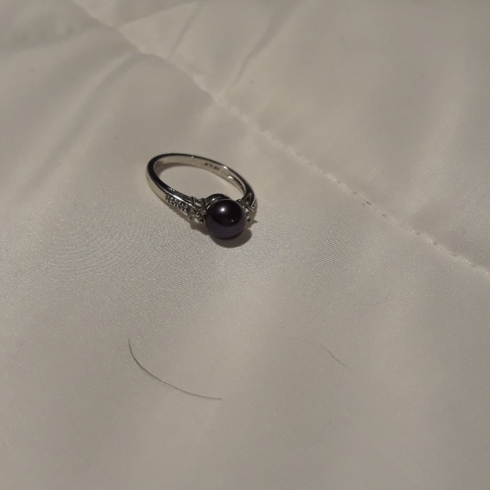 Black pearl, diamond, white gold